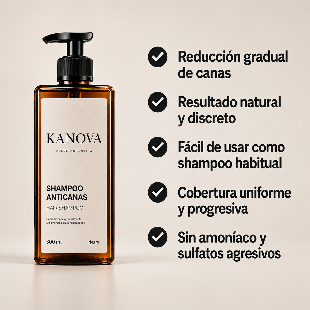 Kanova™  Shampoo cubre canas de forma gradual