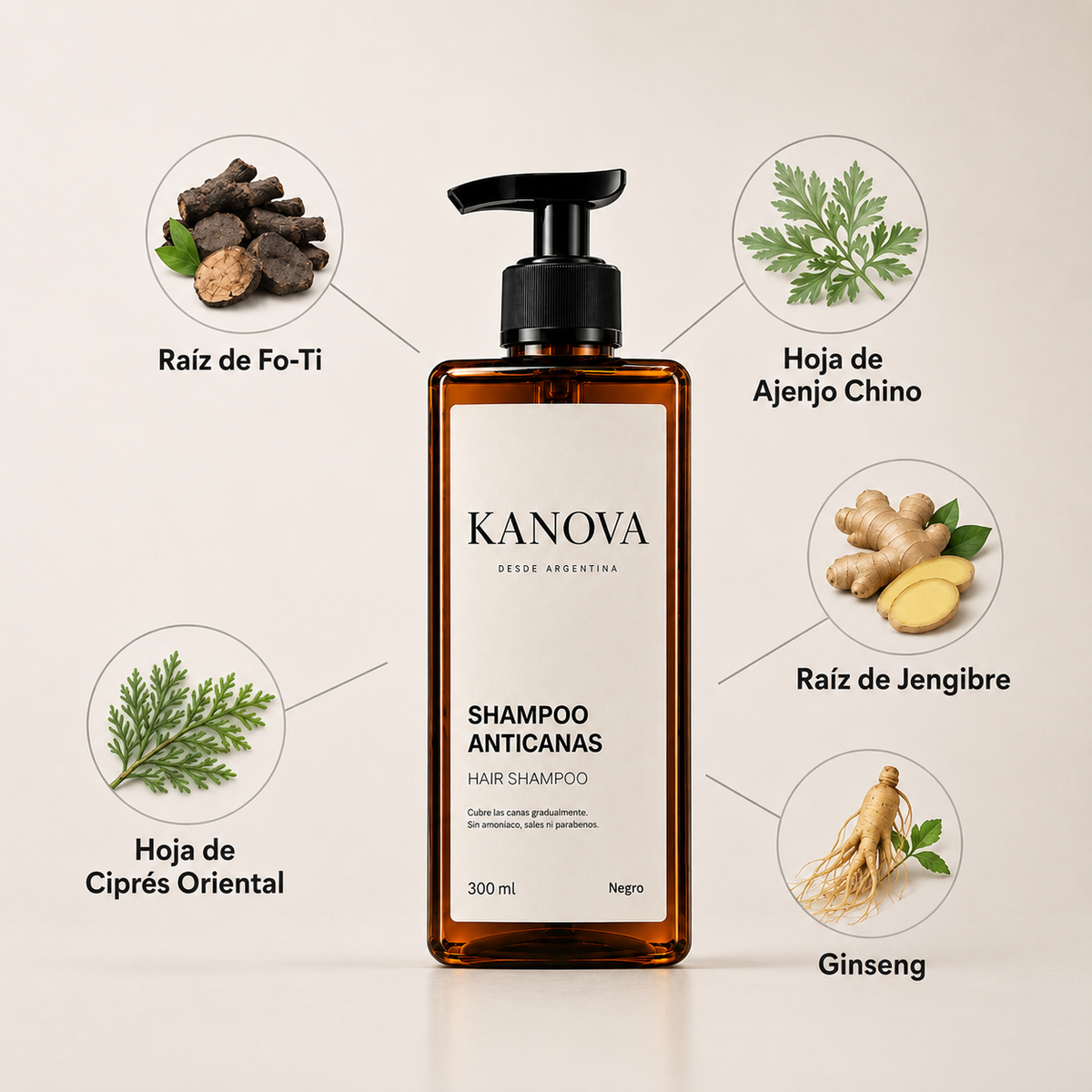Kanova™  Shampoo cubre canas de forma gradual